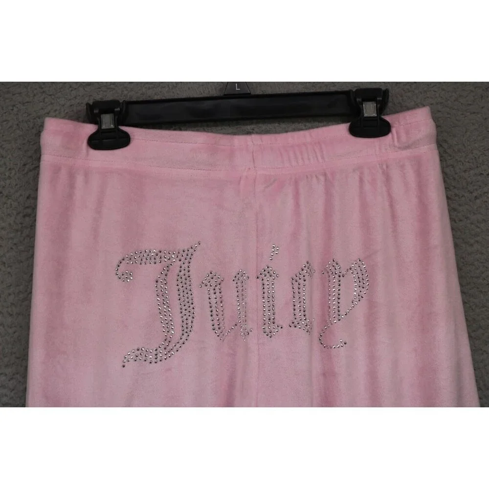 Juicy Couture Pink Velour Pull On Pants-Drawsting-Size Medium